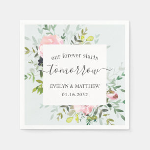 Light Blue Floral Forever Start Tomorrow Probe Serviette