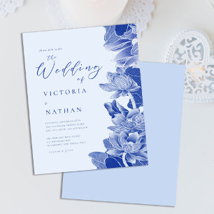 Light Blue Floral Foto Chinoiserie Einladung zur H