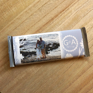 Light Blue Floral, Foto Wedding Candy Bar Wrapper