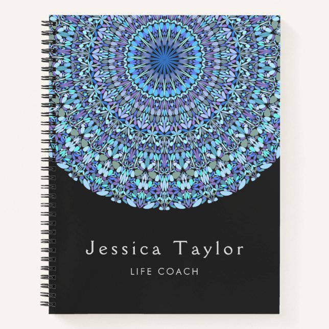 Light Blue Floral Mandala Notizbuch (Vorderseite)