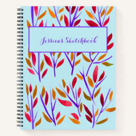 Light Blue Floral Personalisiert Sketchbook Notizbuch