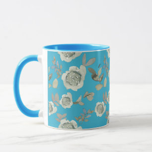 Light Blue Floral Tasse