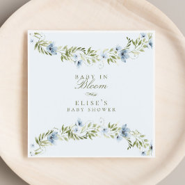 Light Blue Floral Wreath Baby in Bloom Baby Dusche Serviette