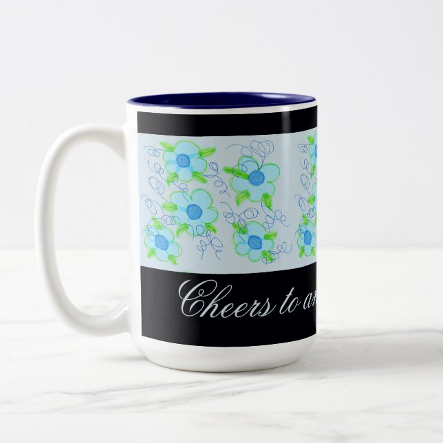 Light Blue Flower Coffee Tasse (Links)
