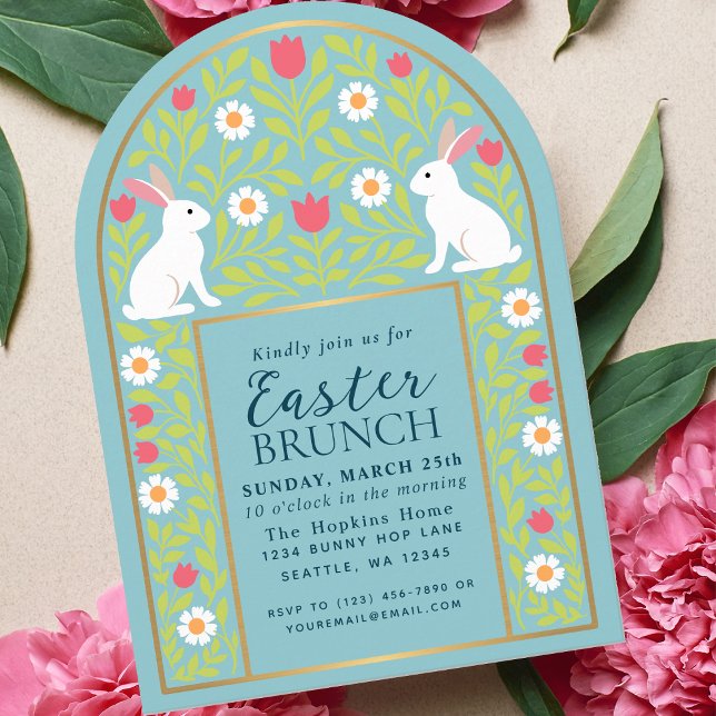 Light Blue Folk Art Easter Brunch Arch Invitation (Créateur téléchargé)