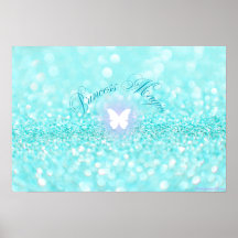 Light Blue Funkelnd Glitzer Butterfly Princess