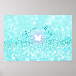 Light Blue Funkelnd Glitzer Butterfly Princess Poster