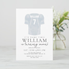 Light Blue Game Time Football Jersey Birthday Einladung