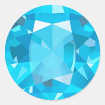 Light Blue Gems Round Stickers