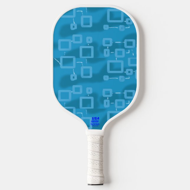 Light Blue Geometric Modern Sleek Pickleball Schläger (Vorderseite)