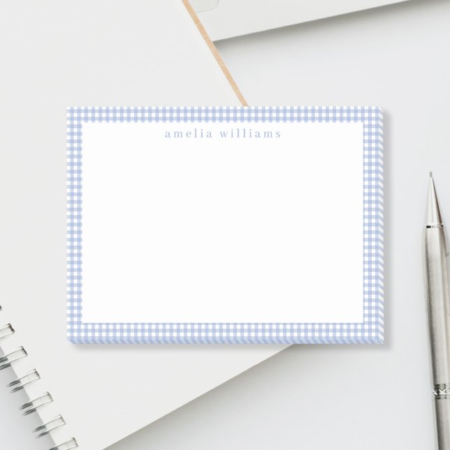 Light Blue Gingham Kariert Post-it Klebezettel (Von Creator hochgeladen)