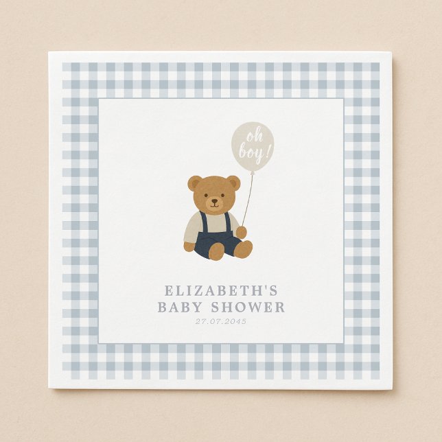 Light Blue Gingham Teddy Bear Baby Dusche Serviette (Von Creator hochgeladen)