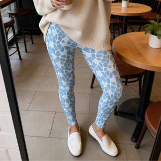 Light Blue Giraffe Print Mosaic Leggings