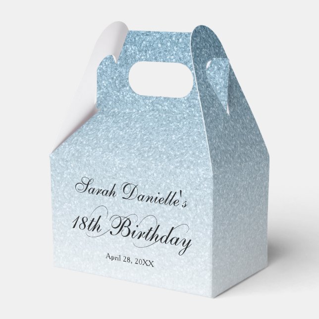 Light Blue Glam Glitzer Personalisiert Geschenkschachtel (Vorderseite)