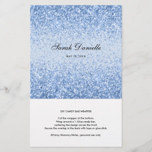 Light Blue Glitzer Confetti Candy Bar Wrapper
