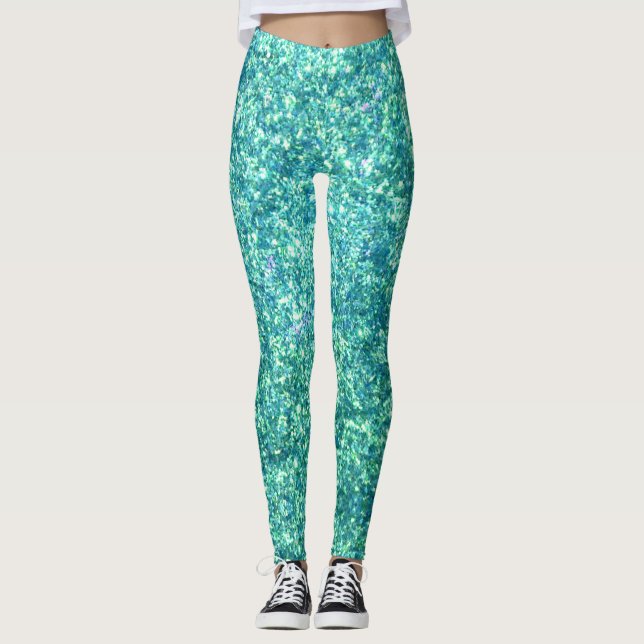 Light Blue Glitzer Leggings (Vorderseite)