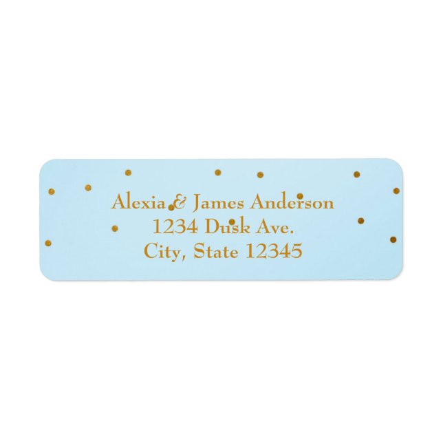 Light Blue & Gold Foil Einladung Address Labels (Vorne)