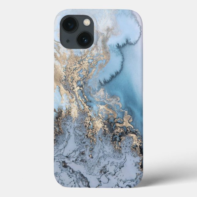 Light Blue & Gold Marble iPhone 6/6s Fall Case-Mate iPhone Hülle (Rückseite)