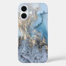 Light Blue & Gold Marble iPhone 6/6s Fall
