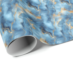 Light Blue & Gold Marmor Geschenkpapier