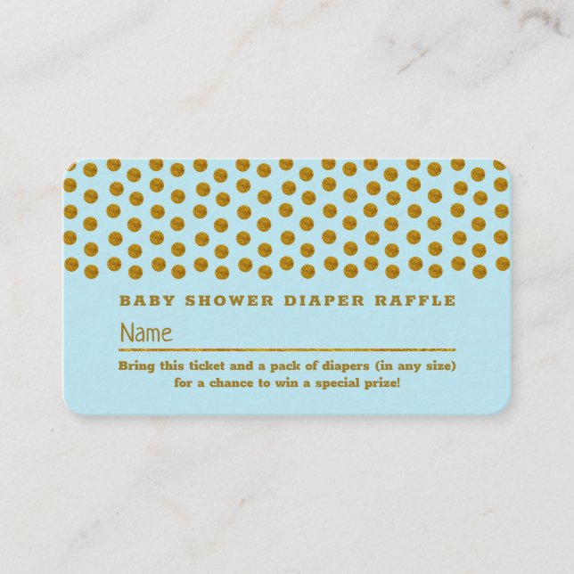 Light Blue & Gold Polka Dot , Windeln Raffel Ticke Begleitkarte (Vorderseite)