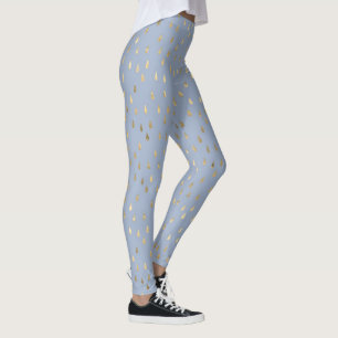 Light Blue Gold Raindrop Modernes Trendy Yoga Leggings