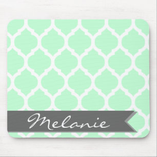 Light Blue Gray marokkanische Gitter & Banner Mousepad