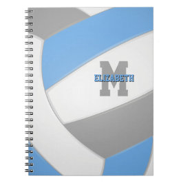 light blue gray white personalized volleyball notizblock
