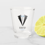 Light Blue "Groom" Tuxedo Wedding Party Schnapsglas<br><div class="desc">Light Blue Bogen Krawatte tuxedo Anzug personalisiertes "Groom" Design.</div>