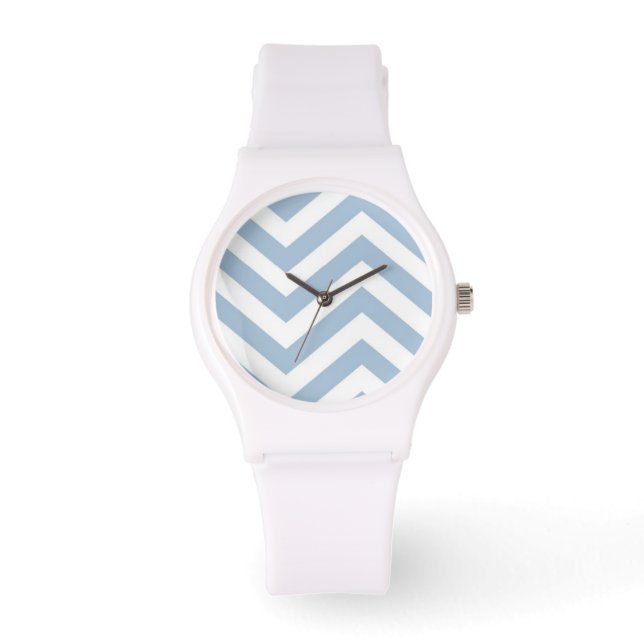 Light Blue Grunge Textured Zickzack Armbanduhr (Vorderseite)