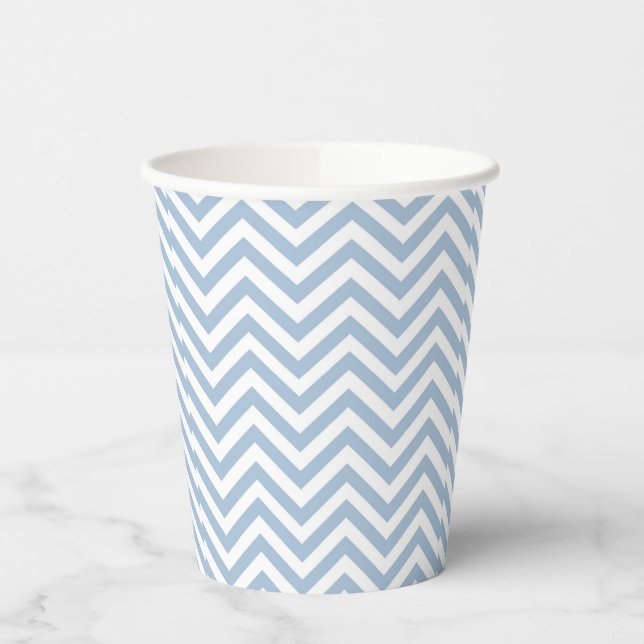 Light Blue Grunge Textured Zickzack Pappbecher (Links)