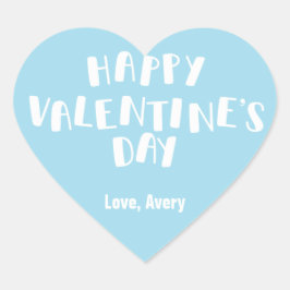Light Blue Happy Valentine's Day Herz-Aufkleber