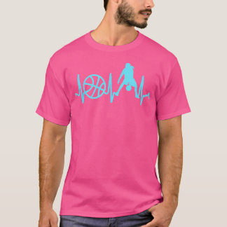 Light Blue Heartbeat Ladys Basketball Player Drift T-Shirt