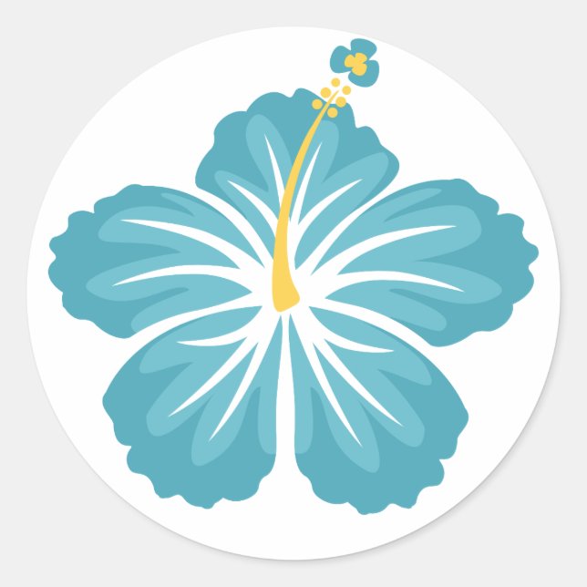 Light Blue Hibisken Blume Runder Aufkleber (Vorderseite)