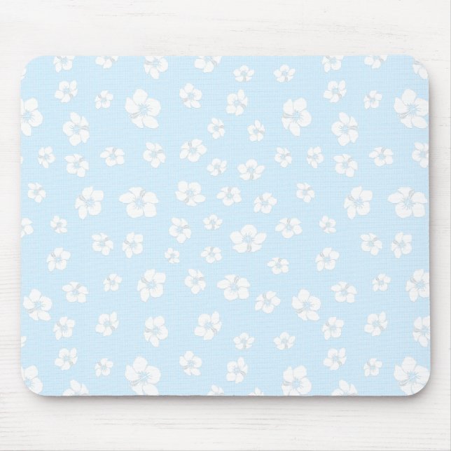 Light Blue Hibiskus Floral Mousepad (Vorne)