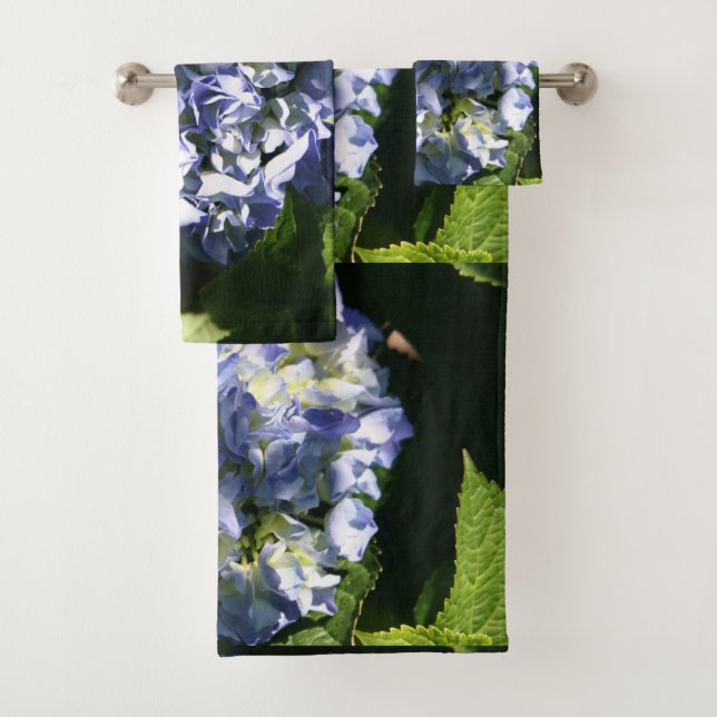 Light Blue Hydrangea Blume Badhandtuch Set (Insitu)