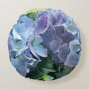 Light Blue Hydrangea Garden Blume Rundkissen Rundes Kissen
