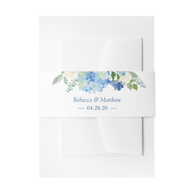Light Blue Hydrangea Wasserfarbe Blumenzehen Einladungsbanderole (Vorderseite Beispiel)