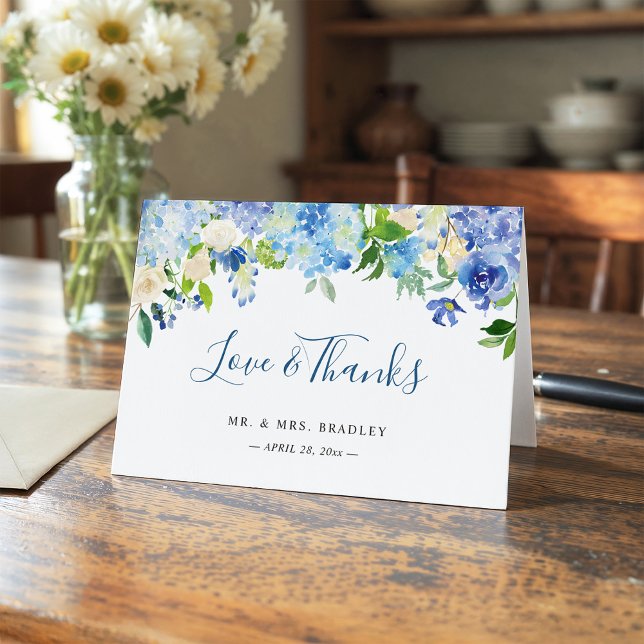 Light Blue Hydrangea Wasserfarbe Floral Vielen Dan Dankeskarte (Von Creator hochgeladen)