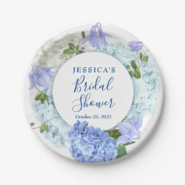 Light Blue Hydrangeas Floral Brautparty Party Pappteller
