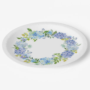 Light Blue Hydrangeas Floral Wedding Party Pappteller