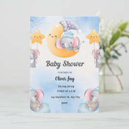 Light Blue Illustriert Baby Dusche Einladung