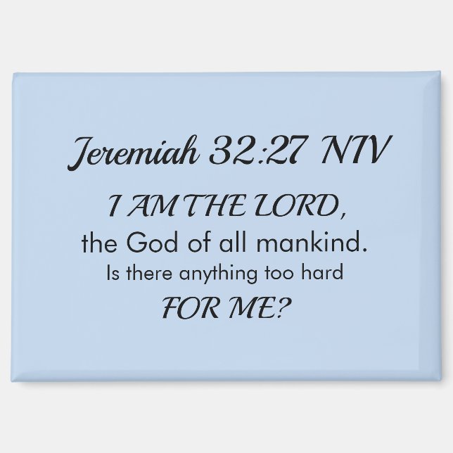 Light Blue Inspirational Bible Verse Power of God Magnet (Vorderseite)