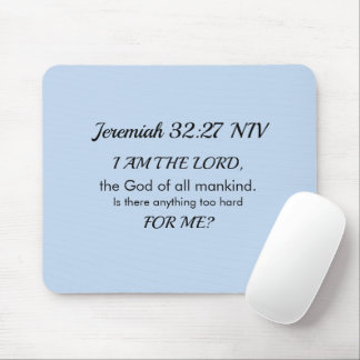 Light Blue Inspirational Bible Verse Power of God Mousepad
