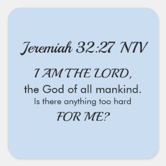 Light Blue Inspirational Bible Verse Power of God Quadratischer Aufkleber