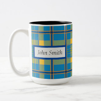 Light Blue Karierte Tasse, 15 oz Zweifarbige Tasse