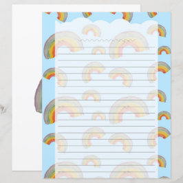 Light Blue Kawaii Rainbow Stationery Paper