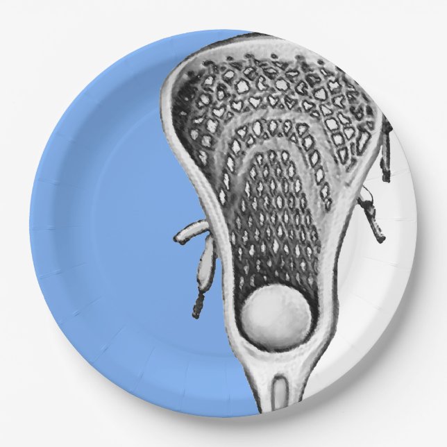 Light Blue Lacrosse Sports Party Paper Plate Pappteller (Vorderseite)