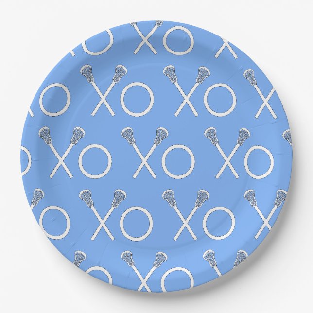 Light Blue Lacrosse Sports Party Paper Plate Pappteller (Vorderseite)