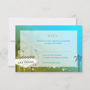Light Blue Las Vegas Strip Wedding RSVP Karte